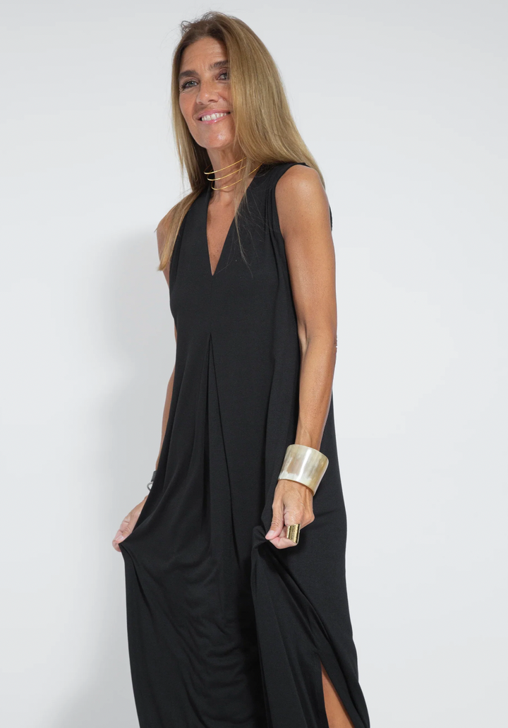 Ensemble robe longue et gilet | Élégance fluide et contrastée