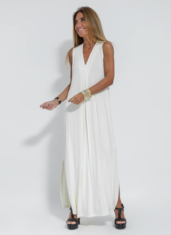 Ensemble robe longue et gilet | Élégance fluide et contrastée