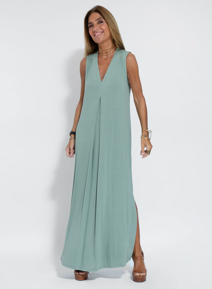 Ensemble robe longue et gilet | Élégance fluide et contrastée