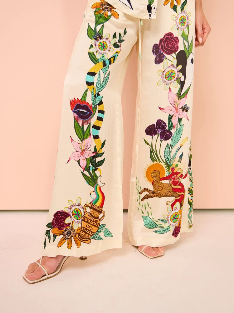 Ensemble imprimé satin femme | Style artistique et confort fluide