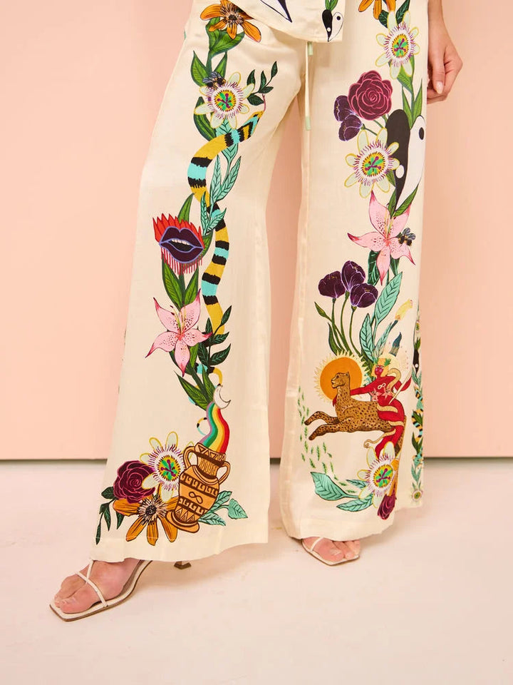 Ensemble imprimé satin femme | Style artistique et confort fluide