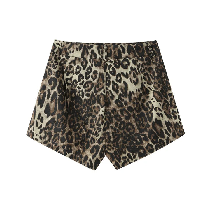 Short en jean taille haute à imprimé léopard | Look estival tendance