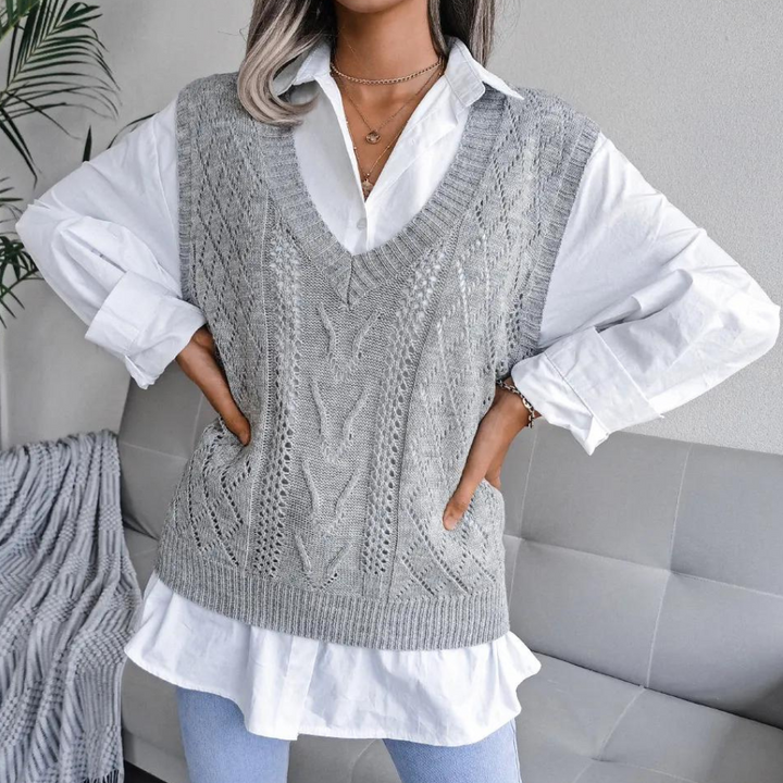 Gilet tricoté à col en V | Élégance quotidienne