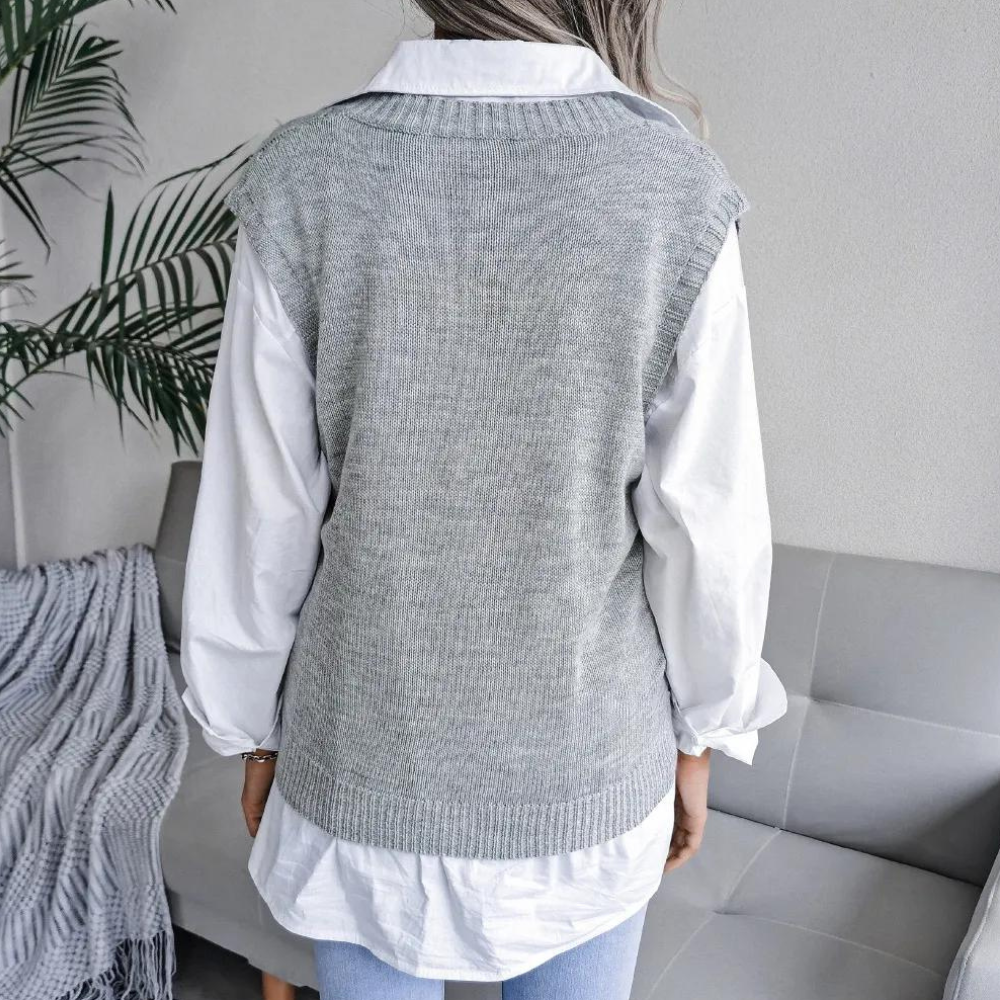 Gilet tricoté à col en V | Élégance quotidienne