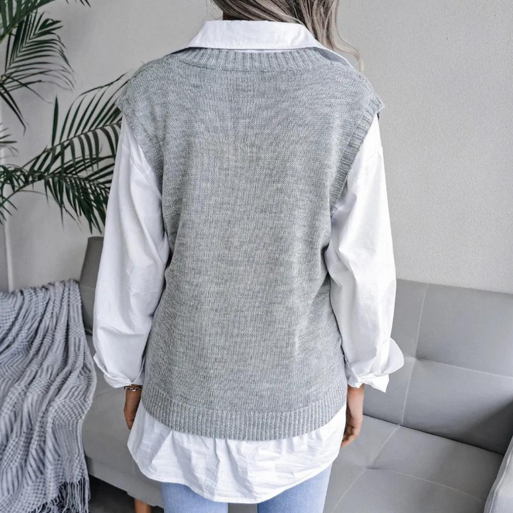 Gilet tricoté à col en V | Élégance quotidienne