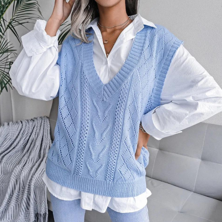 Gilet tricoté à col en V | Élégance quotidienne
