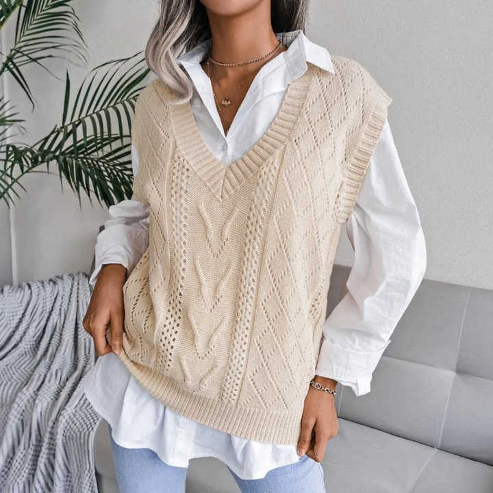 Gilet tricoté à col en V | Élégance quotidienne