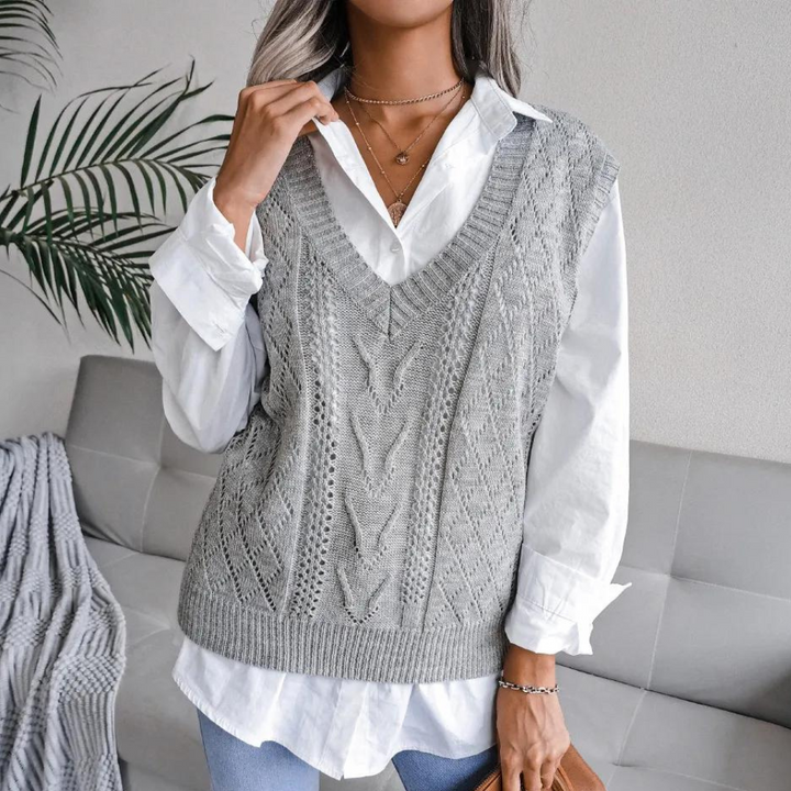 Gilet tricoté à col en V | Élégance quotidienne