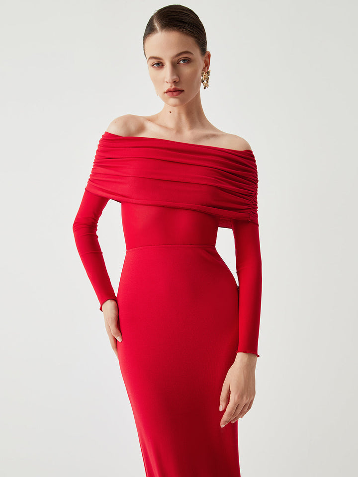 Robe longue épaules dénudées | Élégance intemporelle pour soirée