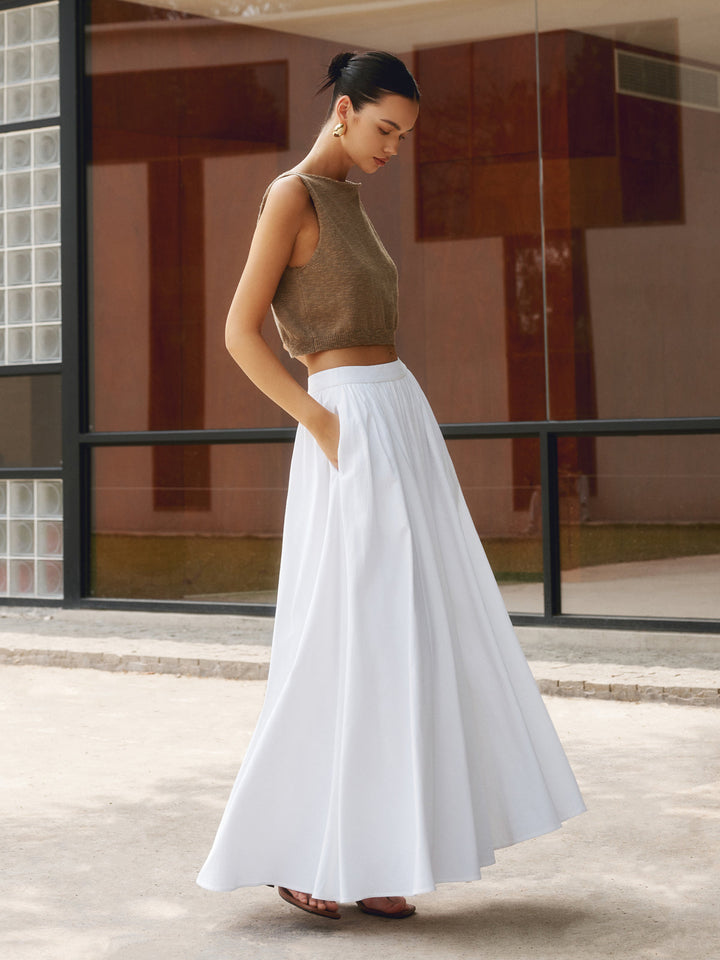 Jupe longue plissée femme | Élégance aérienne taille haute idéale pour été et occasions décontractées