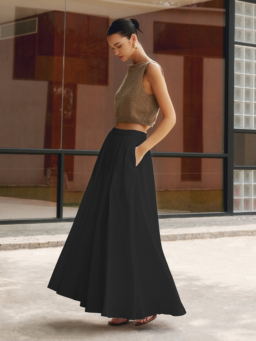 Jupe longue plissée femme | Élégance aérienne taille haute idéale pour été et occasions décontractées