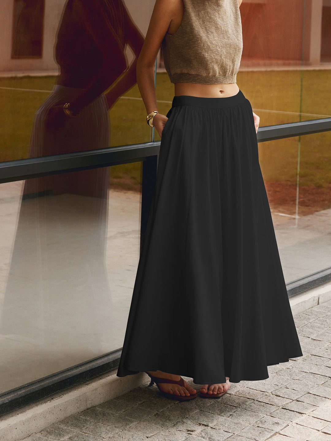 Jupe longue plissée femme | Élégance aérienne taille haute idéale pour été et occasions décontractées