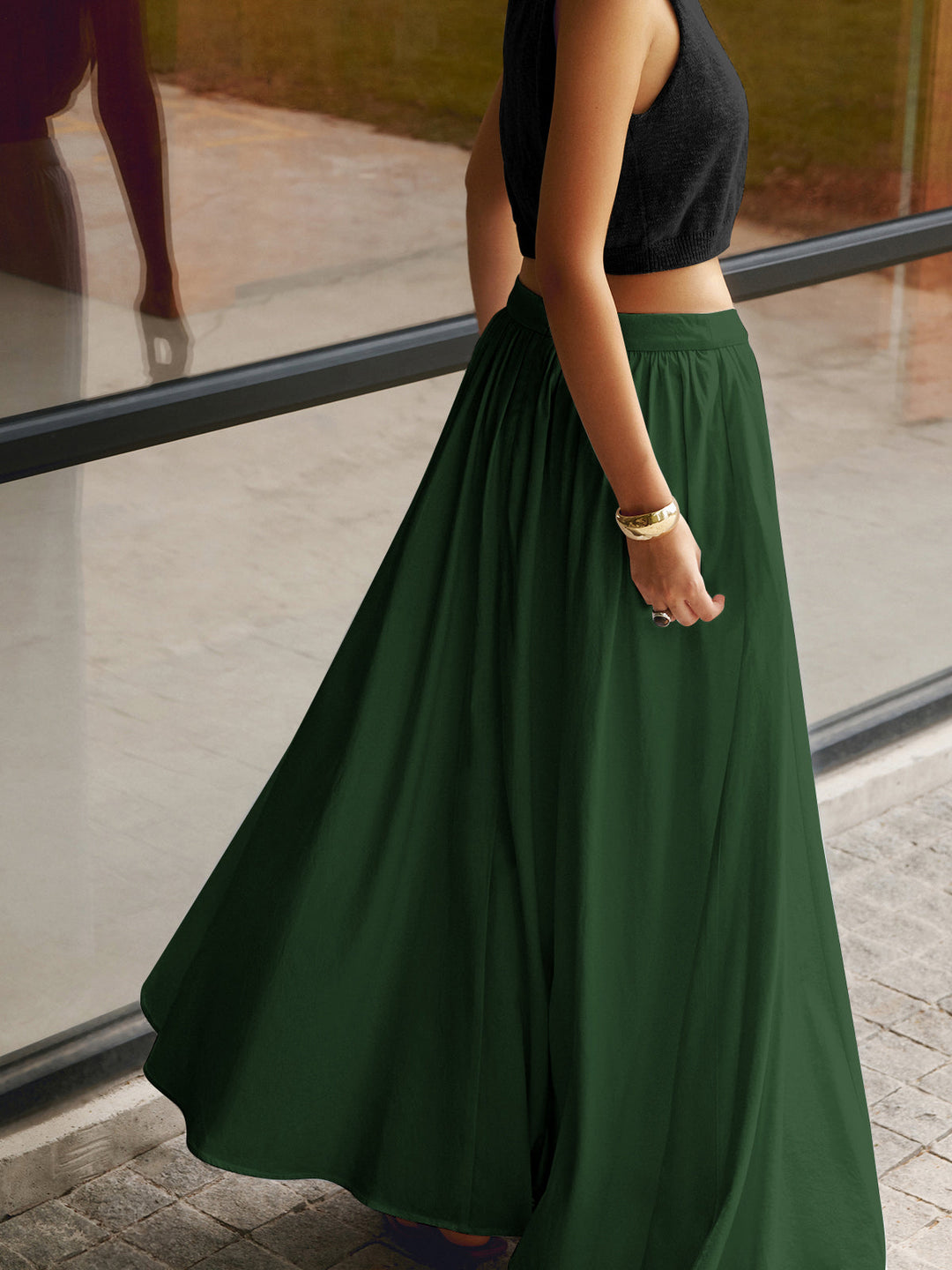 Jupe longue plissée femme | Élégance aérienne taille haute idéale pour été et occasions décontractées