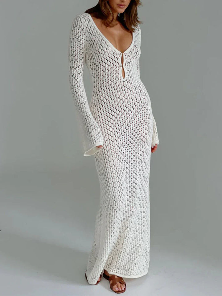 Robe longue en maille ajourée | Élégance décontractée