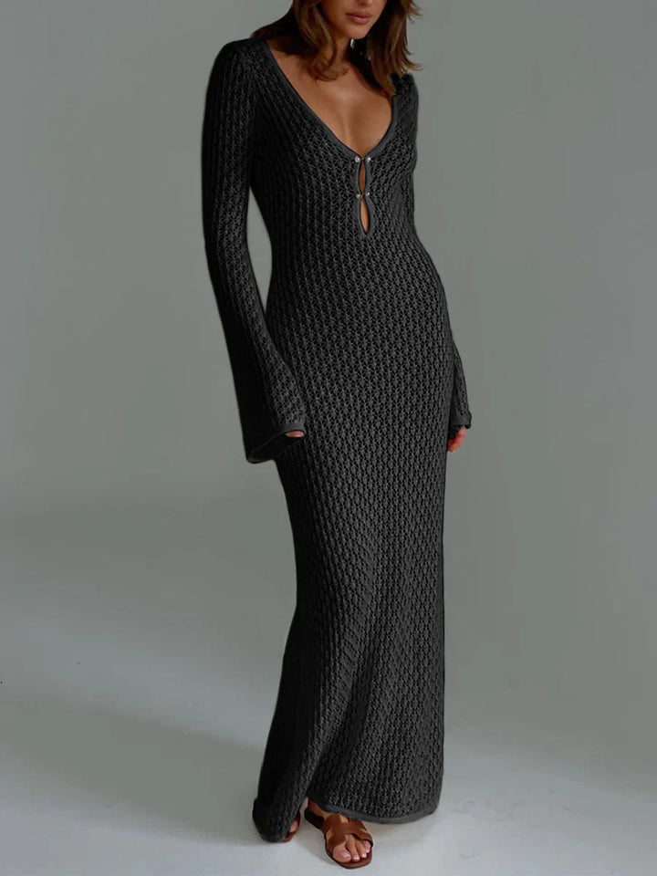 Robe longue en maille ajourée | Élégance décontractée