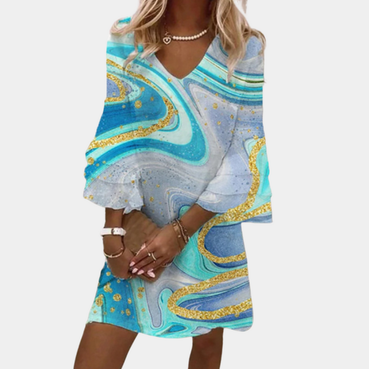 Robe courte fluide imprimée | Style estival moderne