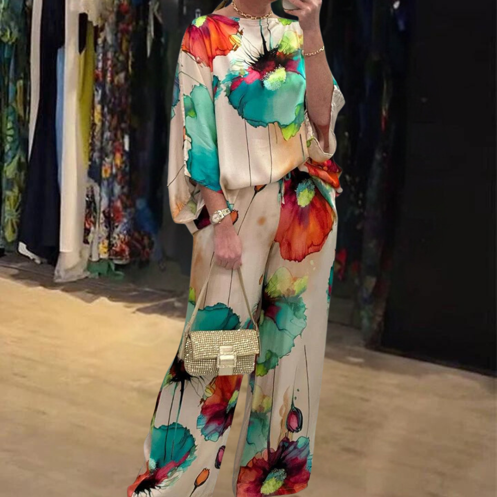 Ensemble deux pièces fleuri | Style artistique et coupe ample
