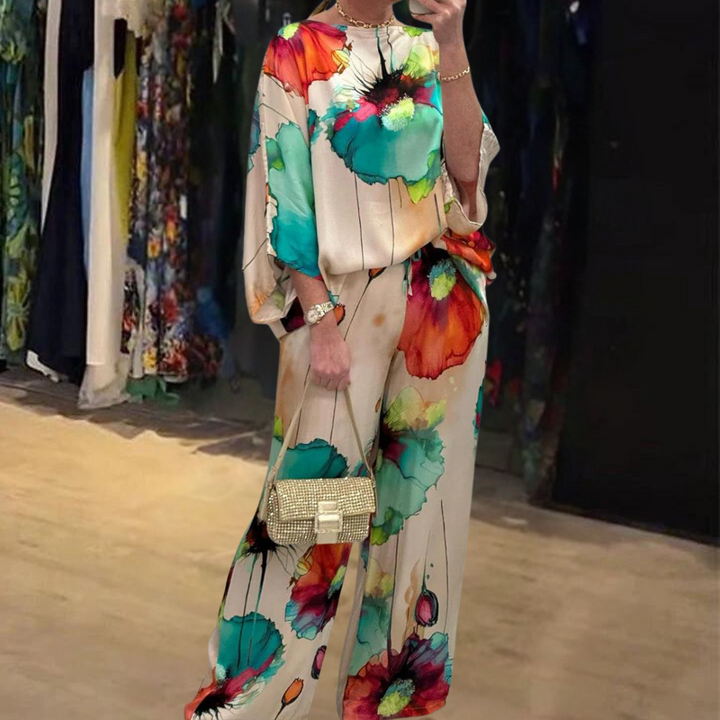 Ensemble deux pièces fleuri | Style artistique et coupe ample