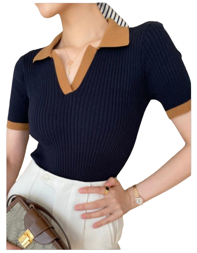 T-shirt polo côtelé | Élégance estivale ajustée