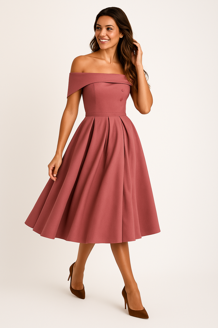 Robe midi épaules dénudées | Élégance intemporelle pour soirées