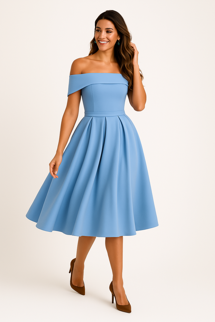 Robe midi épaules dénudées | Élégance intemporelle pour soirées