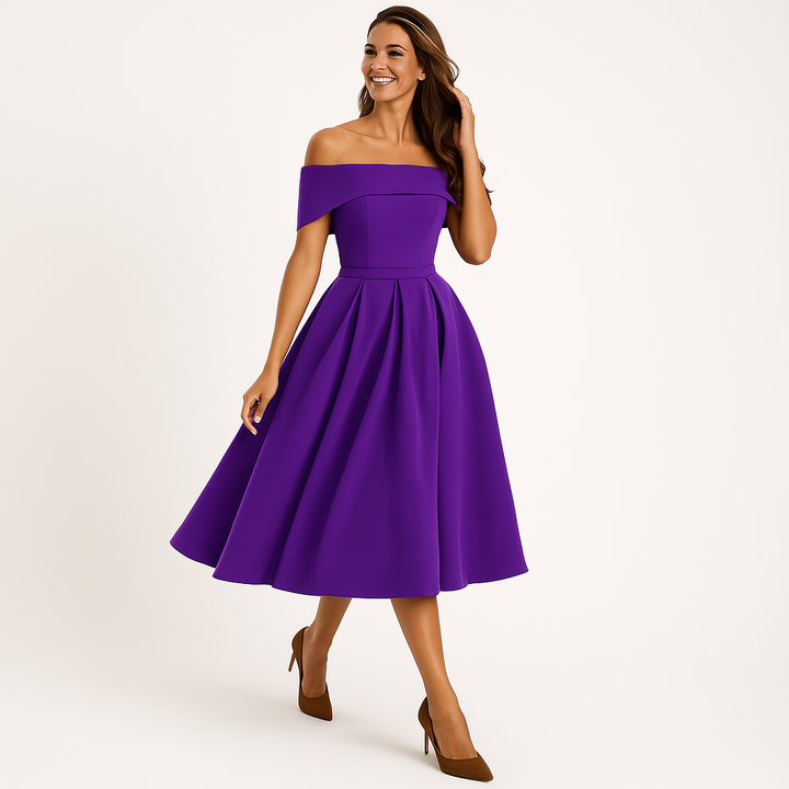 Robe midi épaules dénudées | Élégance intemporelle pour soirées