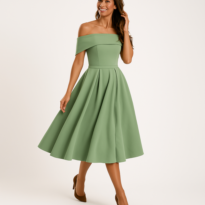 Robe midi épaules dénudées | Élégance intemporelle pour soirées