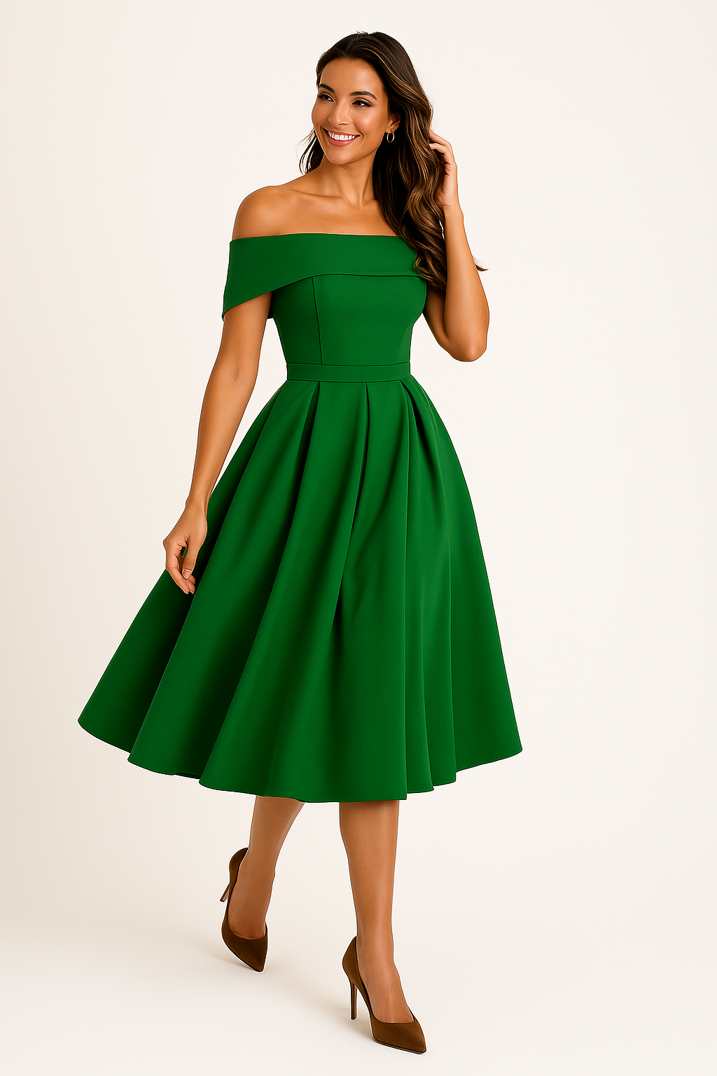 Robe midi épaules dénudées | Élégance intemporelle pour soirées