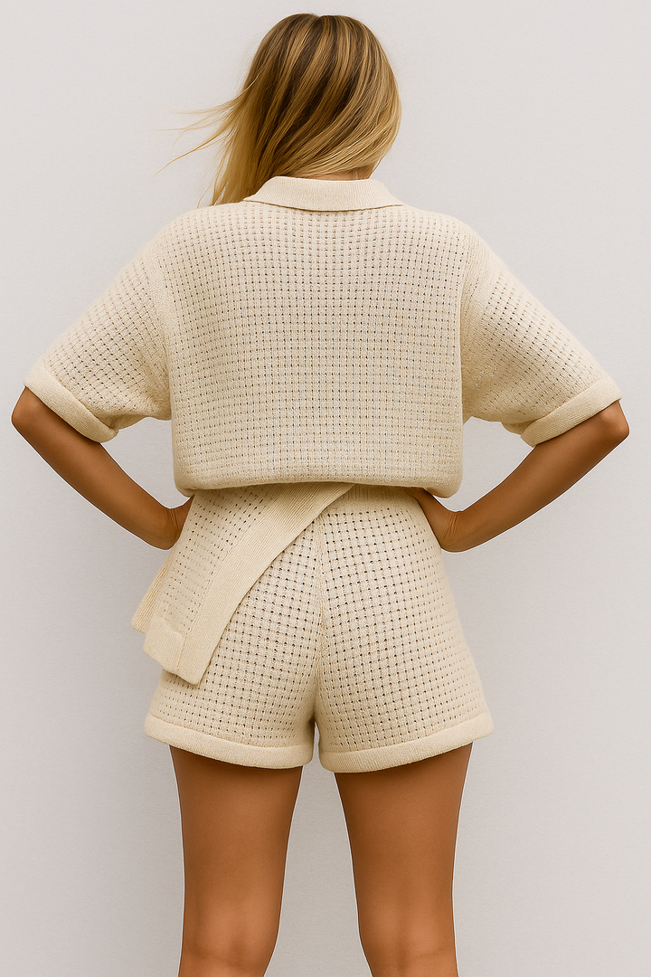 Ensemble short et chemise ajouré | Parfait pour l'été
