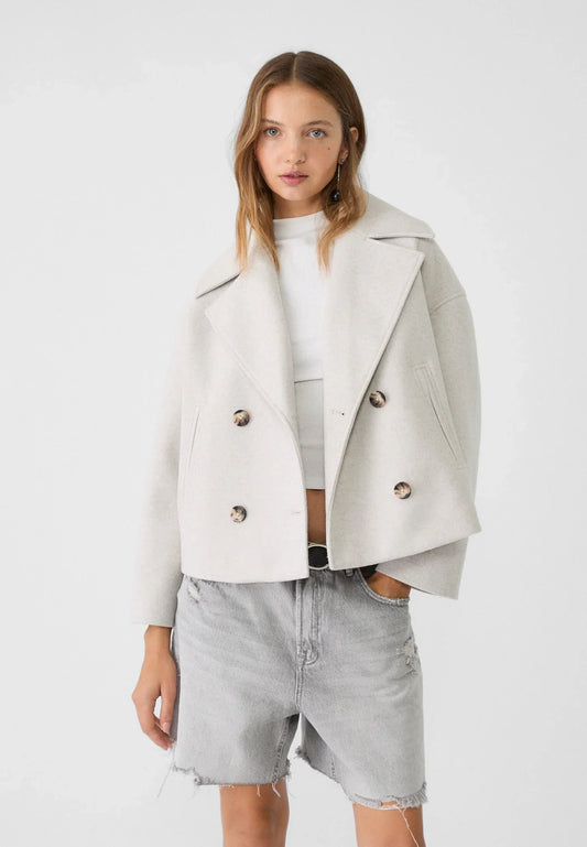 Manteau court élégant | Double boutonnage tendance mi-saison