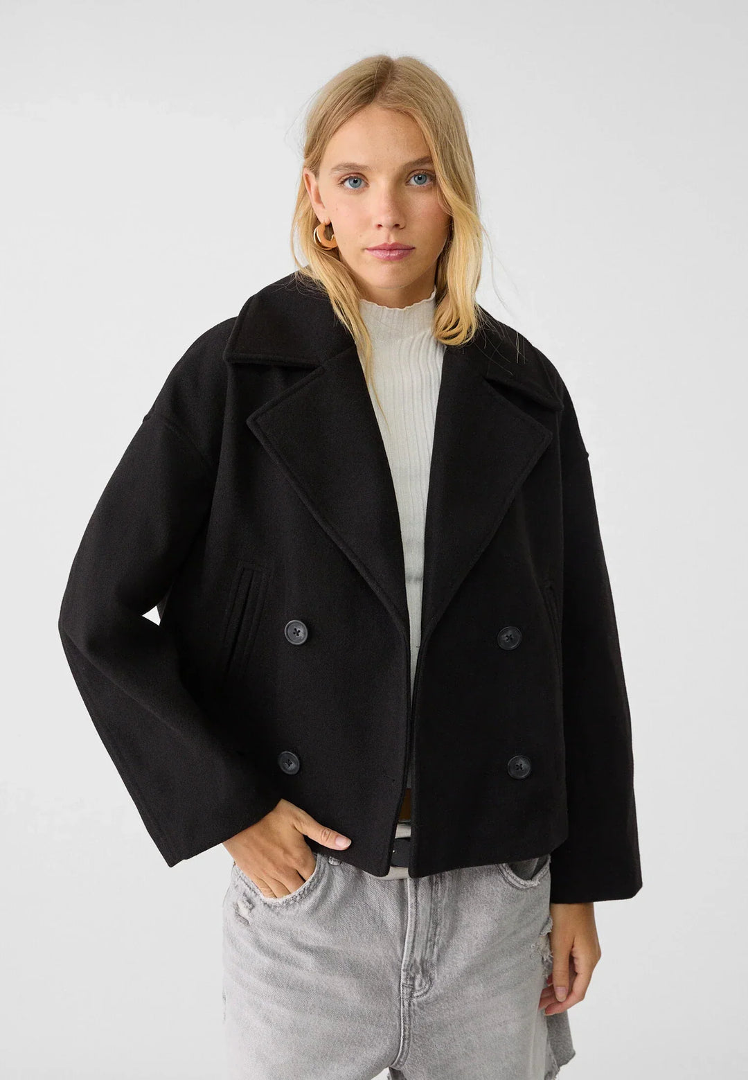 Manteau court élégant | Double boutonnage tendance mi-saison