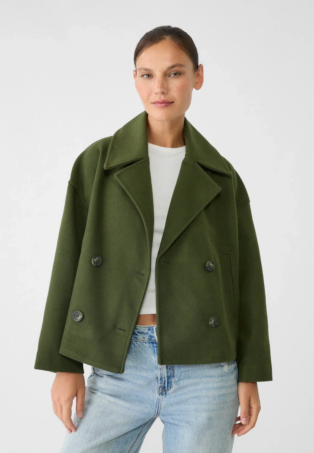 Manteau court élégant | Double boutonnage tendance mi-saison