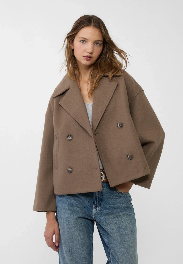 Manteau court élégant | Double boutonnage tendance mi-saison