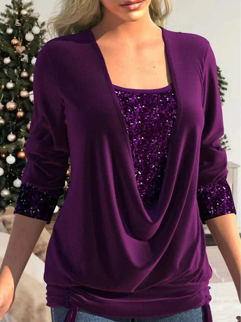 Haut à col drapé femme | Style festif