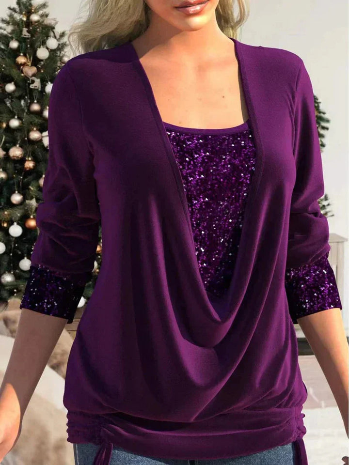 Haut à col drapé femme | Style festif