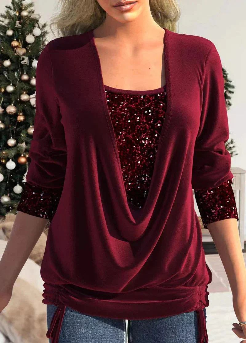 Haut à col drapé femme | Style festif