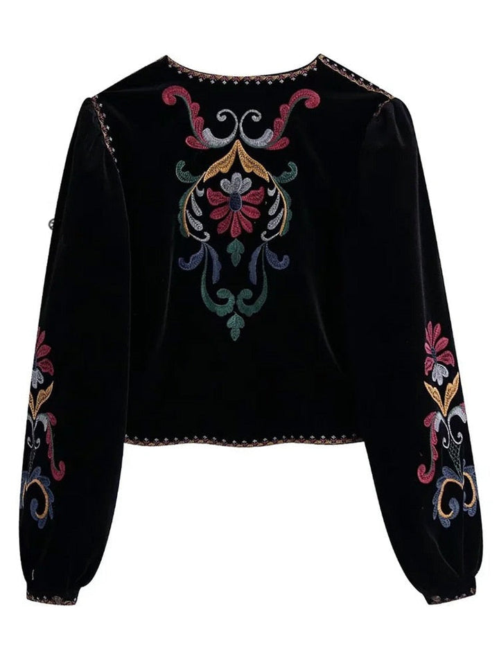 Blazer court brodé | Élégance bohème