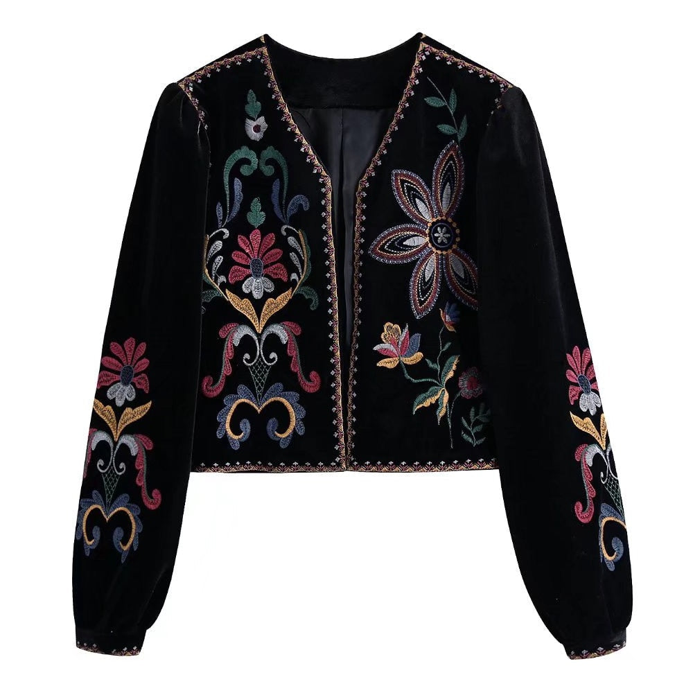 Blazer court brodé | Élégance bohème