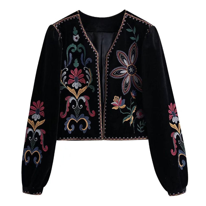 Blazer court brodé | Élégance bohème
