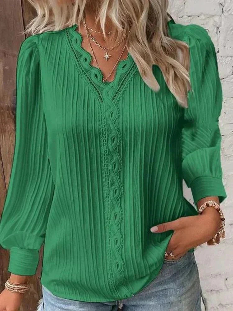 Blouse chic à col en V | Élégance quotidienne