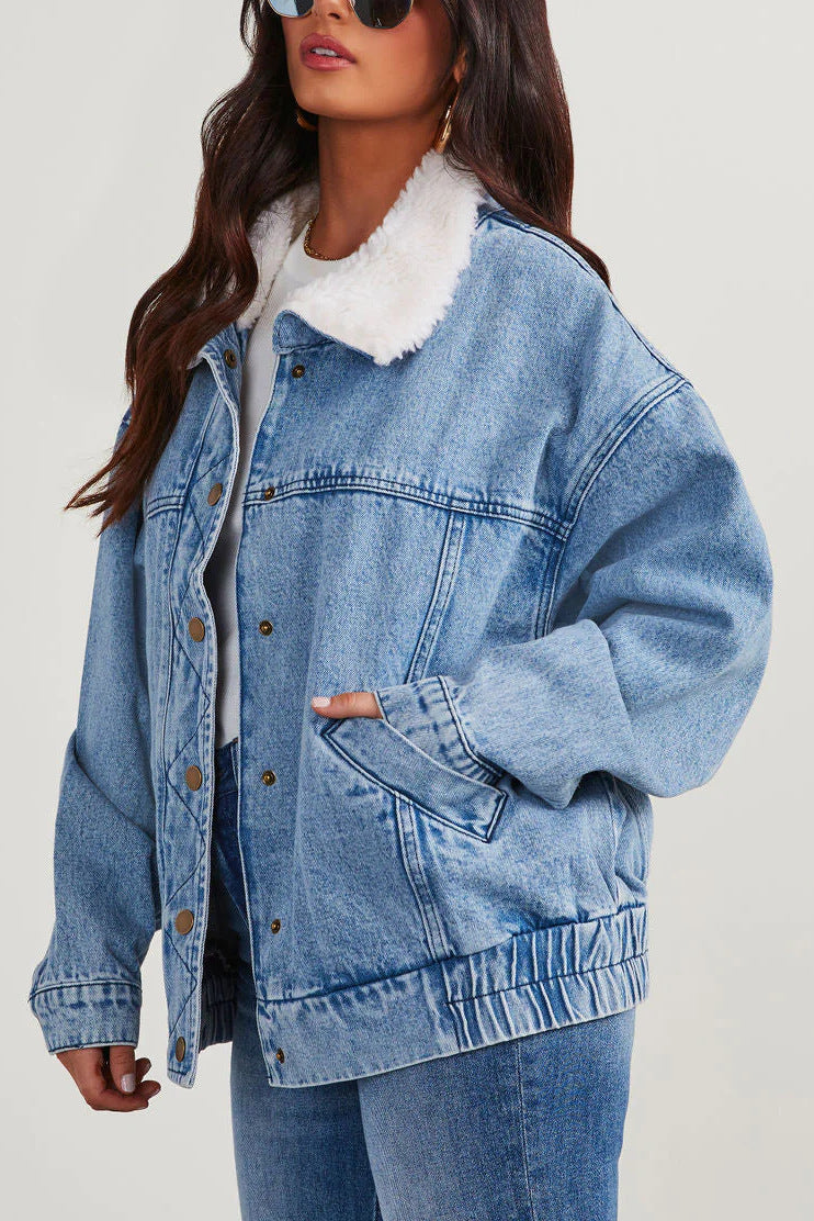 Veste en jean col doublé | Style décontracté et chaud