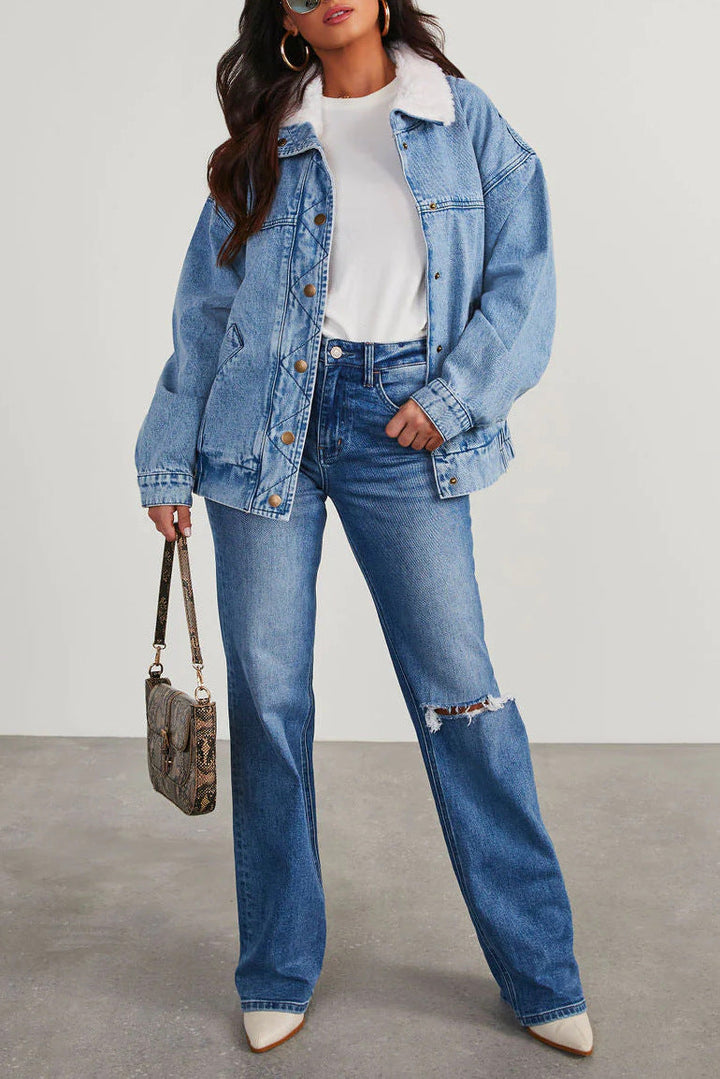 Veste en jean col doublé | Style décontracté et chaud
