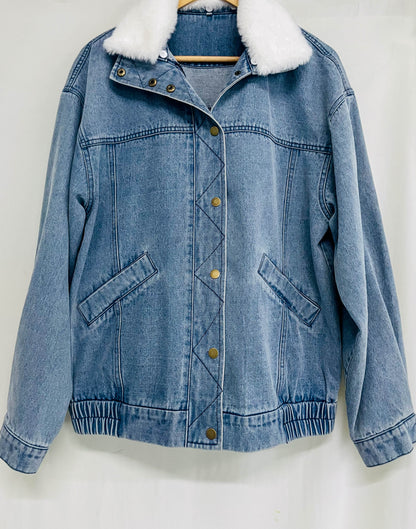 Veste en jean col doublé | Style décontracté et chaud