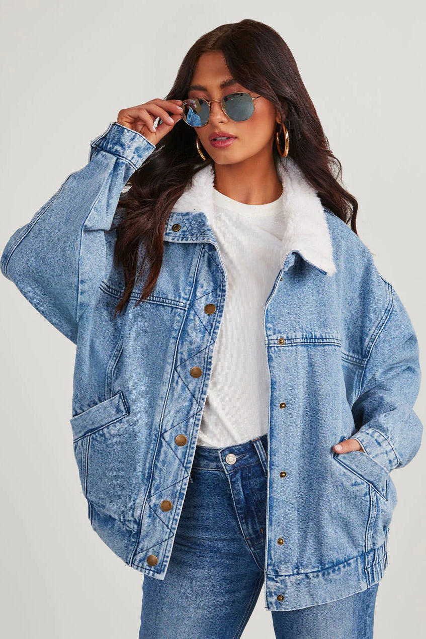 Veste en jean col doublé | Style décontracté et chaud