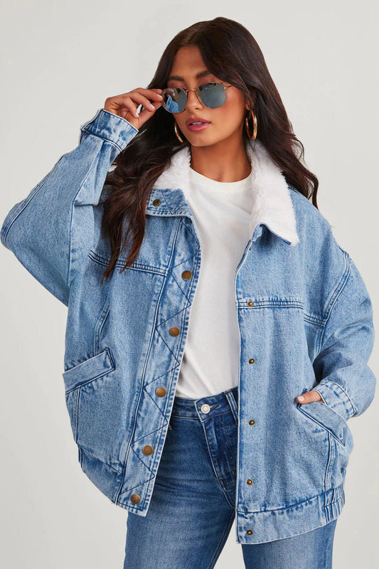 Veste en jean col doublé | Style décontracté et chaud