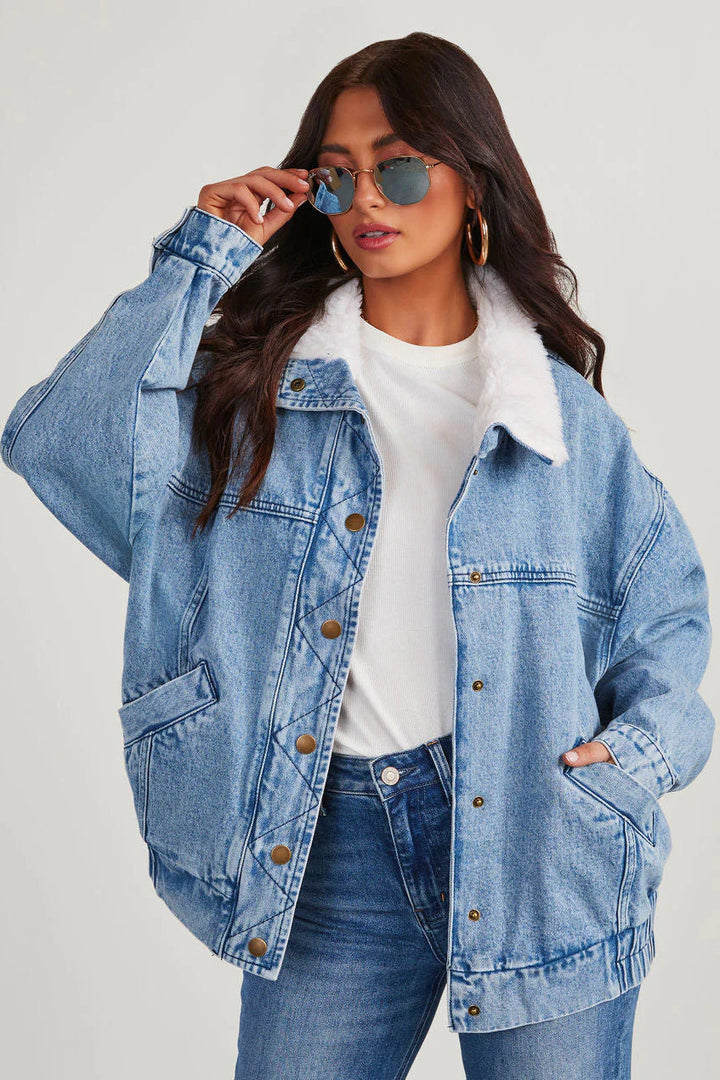 Veste en jean col doublé | Style décontracté et chaud