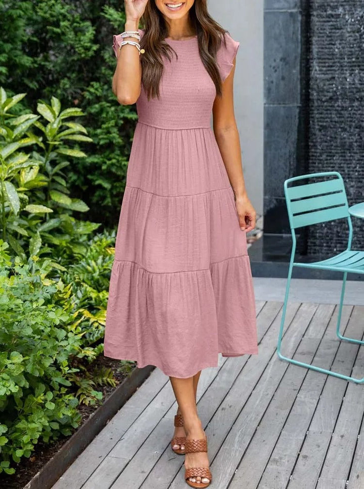 Robe midi à manches volantées | Élégance bohème