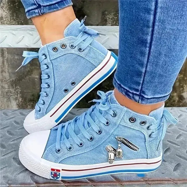 Baskets montantes en denim | Style décontracté quotidien