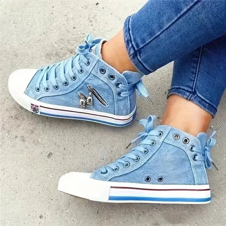 Baskets montantes en denim | Style décontracté quotidien