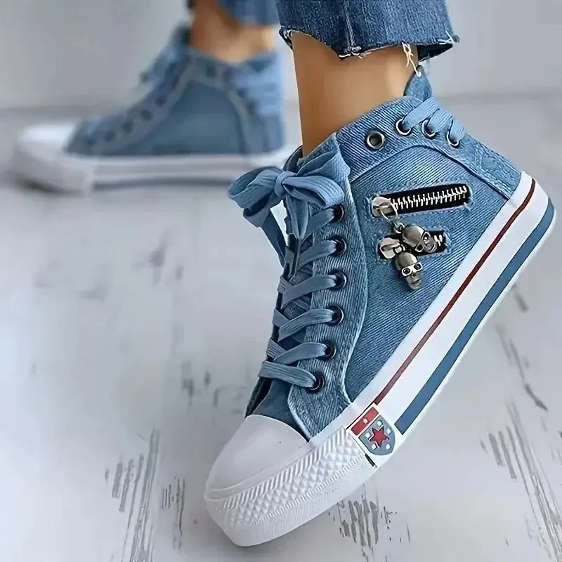 Baskets montantes en denim | Style décontracté quotidien